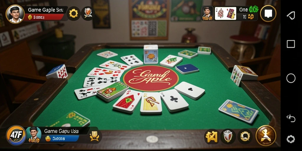 Tampilan gameplay seru Gaple di 47F dengan grafik yang menarik.