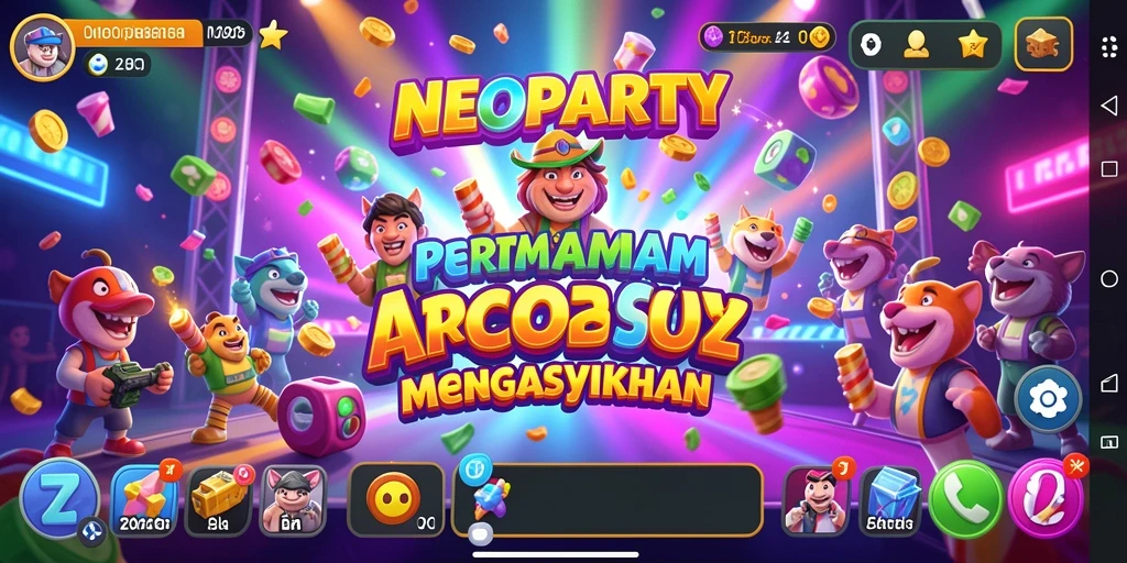 Gameplay seru dengan karakter warna-warni di NEOPARTY.